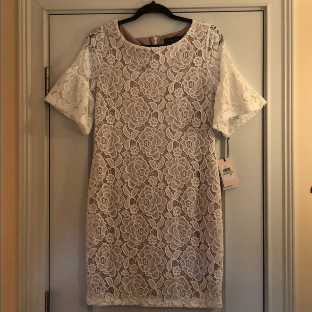 Ivanka Trump ivory lace bell sleeve dress size 8